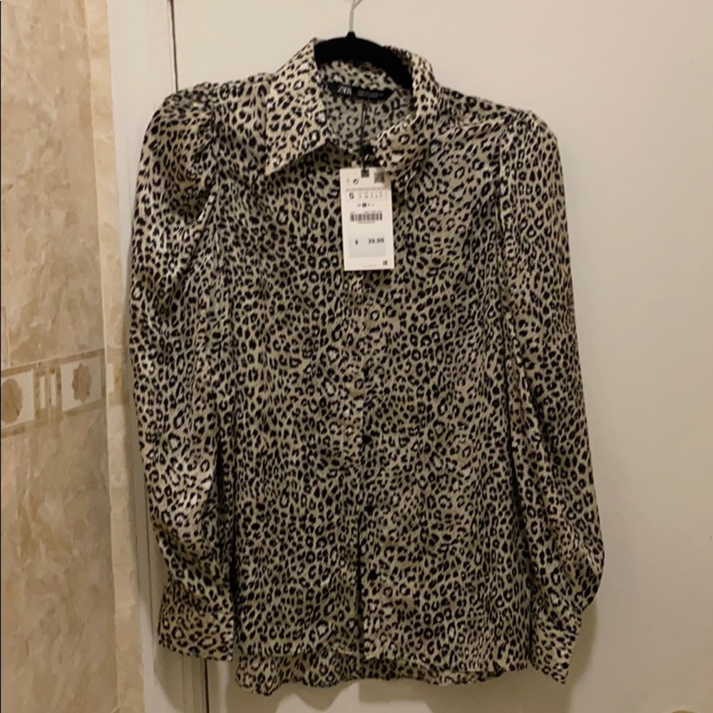 Zara Cheetah button down shirt NEW WITH TAGS